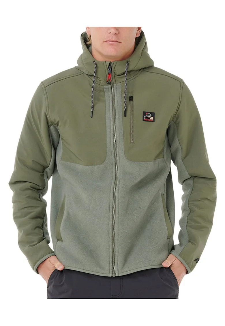 Jacheta fleece cu fermoar si gluga