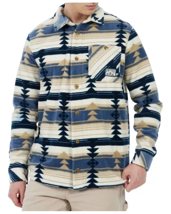 Jacheta dip fleece cu model geometric