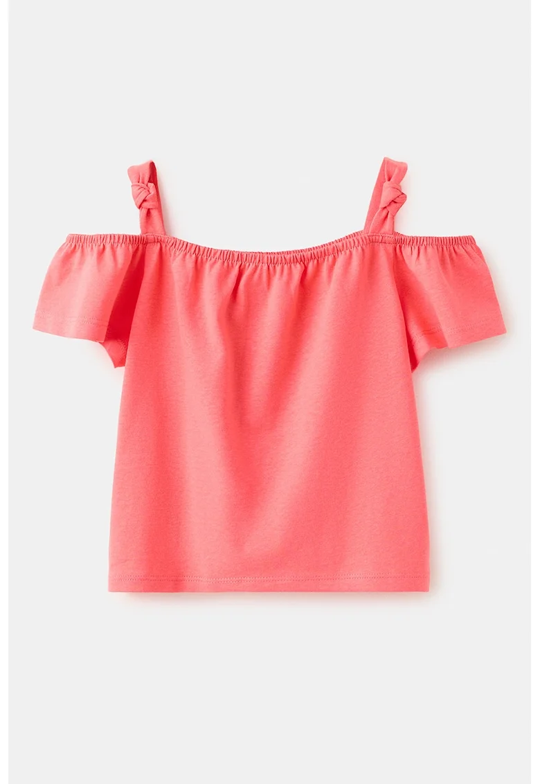 Tricou cu decupaj pe umeri, Coral