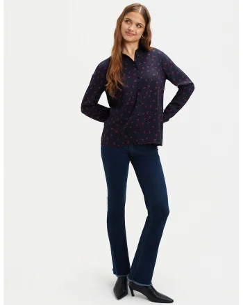 Camasa regular fit cu model, Rosu/Albastru ultramarin