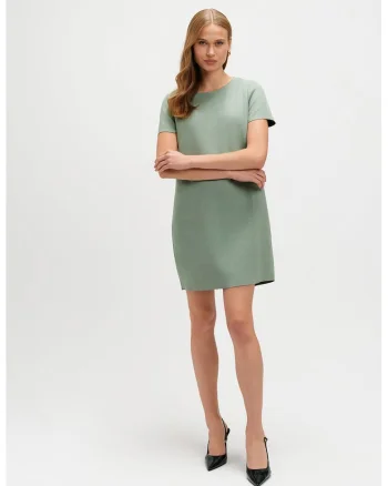 Rochie-tricou scurta cu model uni, Verde pastel