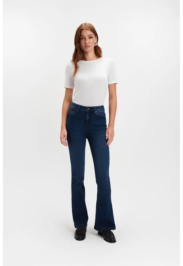 Blugi bootcut cu talie inalta, Bleumarin
