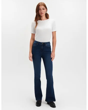 Blugi bootcut cu talie inalta, Bleumarin