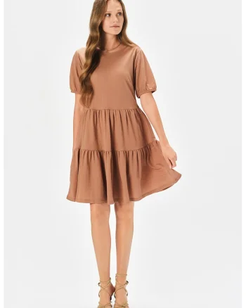 Rochie scurta evazata, Maro camel