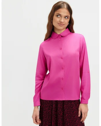Camasa cu model uni si nasturi, Fucsia