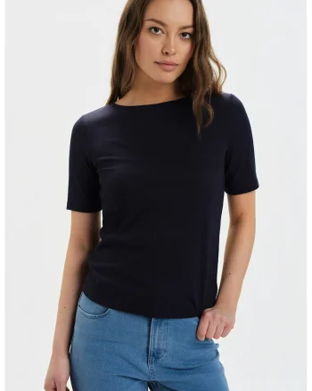 Tricou slim fit cu model uni, Albastru ultramarin