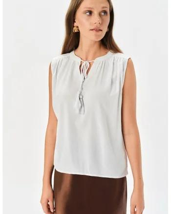 Bluza lejera fara maneci, Alb