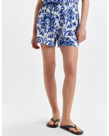 Pantaloni scurti cu model, Alb/Albastru