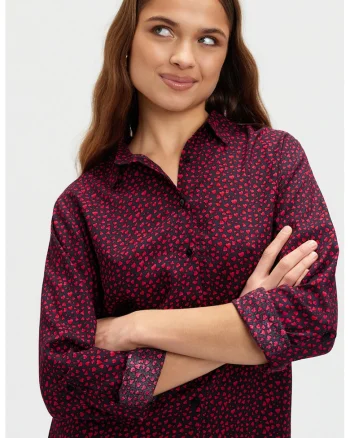 Camasa regular fit cu model, Visiniu