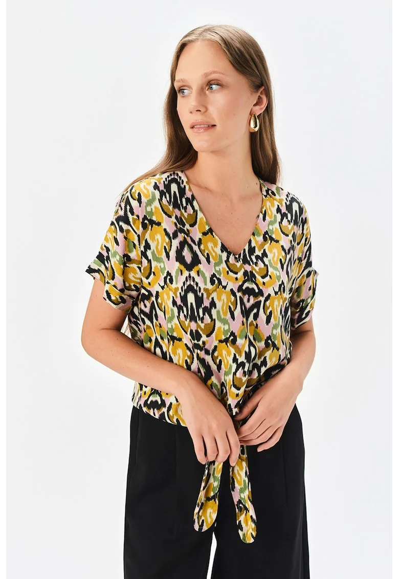 Bluza lejera cu decolteu in V, Multicolor