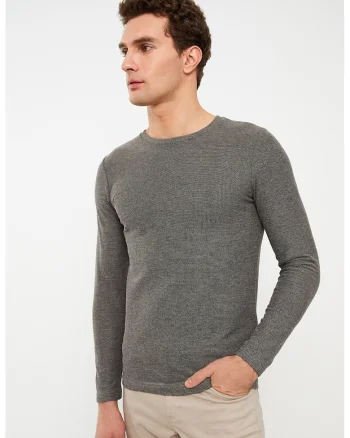 Pulover slim fit, Gri inchis