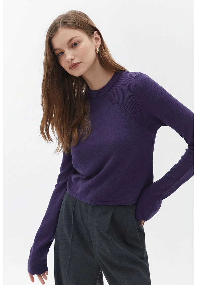 Pulover uni regular fit, Albastru indigo