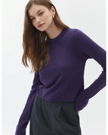 Pulover uni regular fit, Albastru indigo