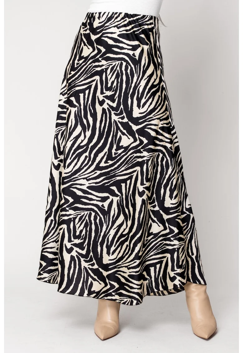 Fusta lunga Print Beige/Black 18103, Negru/Bej