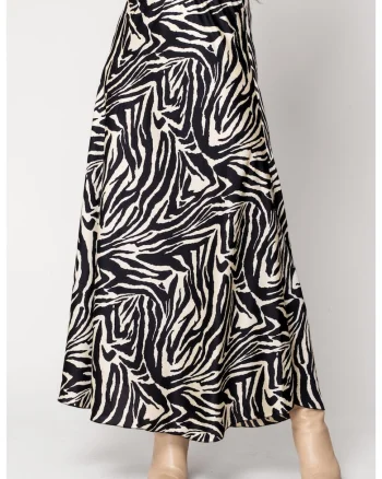 Fusta lunga Print Beige/Black 18103, Negru/Bej