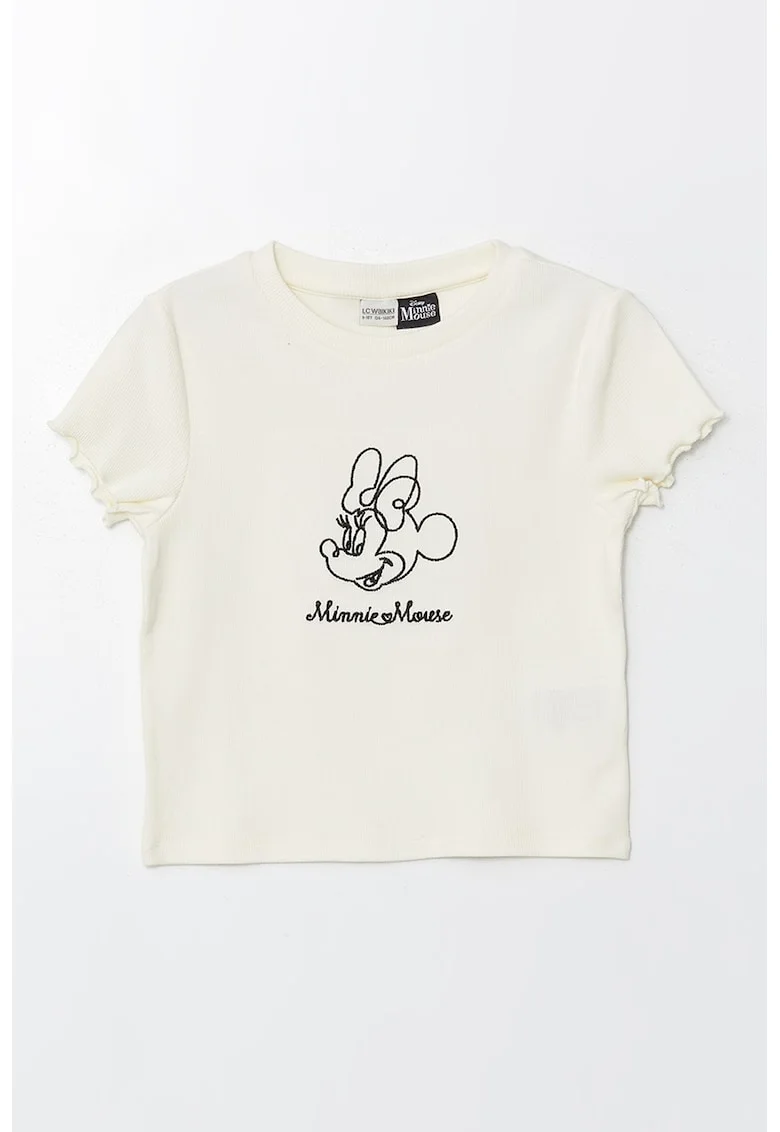 Tricou din amestec de bumbac cu imprimeu cu Minnie Mouse, Alb murdar