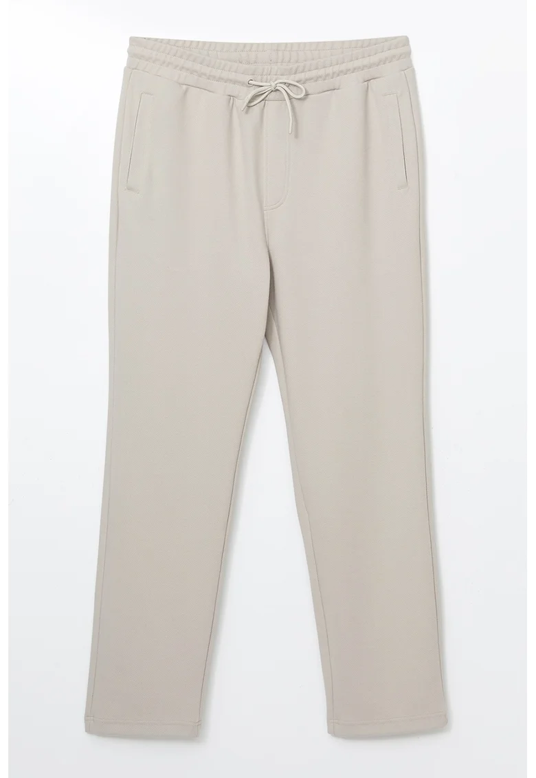 Pantaloni de trening cu snur si buzunare laterale, Bej deschis