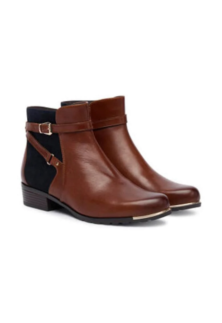 Botine dama  piele naturala, Negru/Maro
