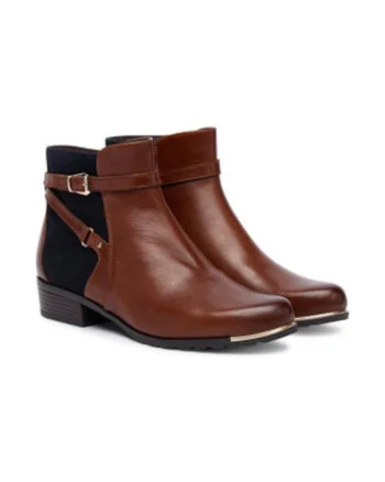 Botine dama  piele naturala, Negru/Maro