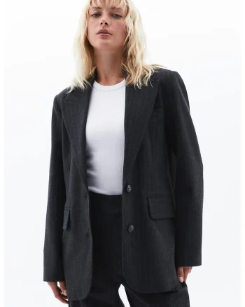 Sacou regular fit uni, Gri antracit