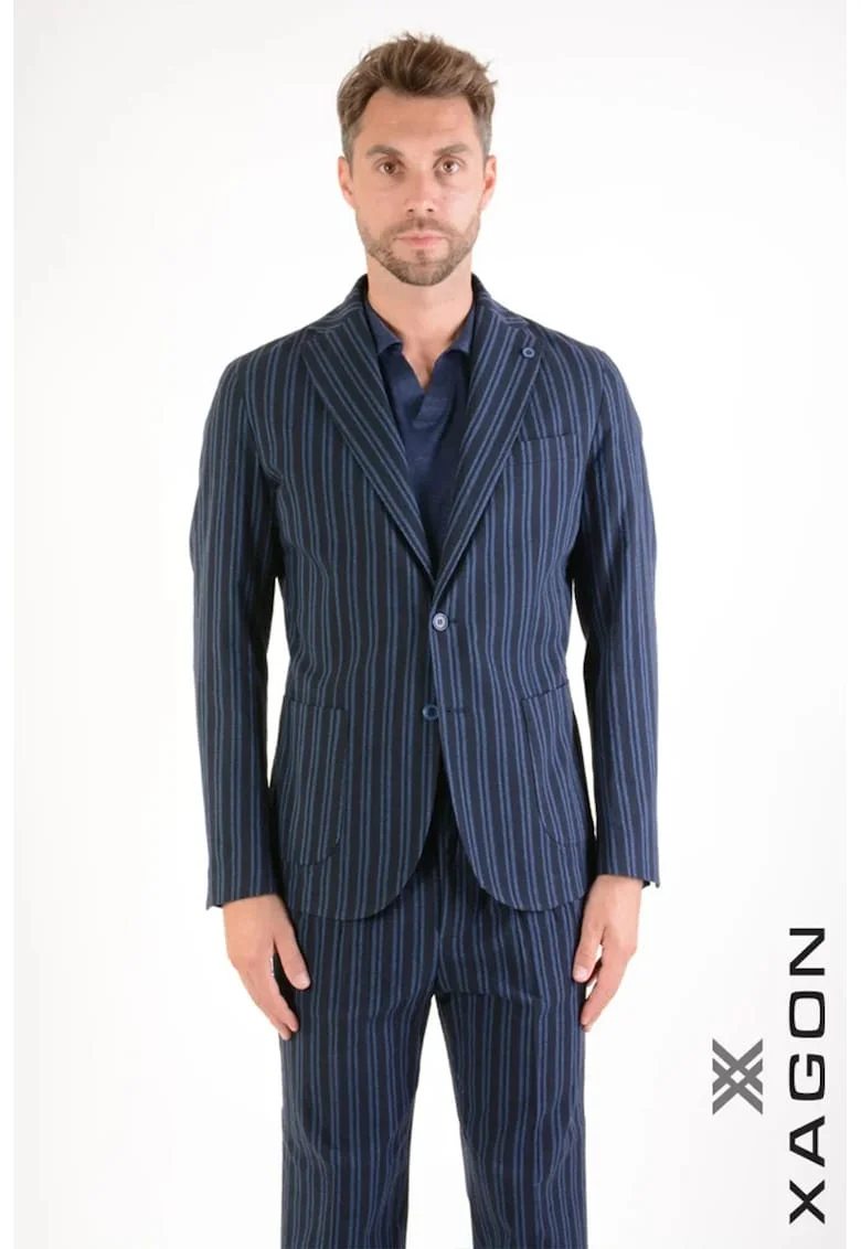 Sacou regular fit, cu imprimeu in dungi