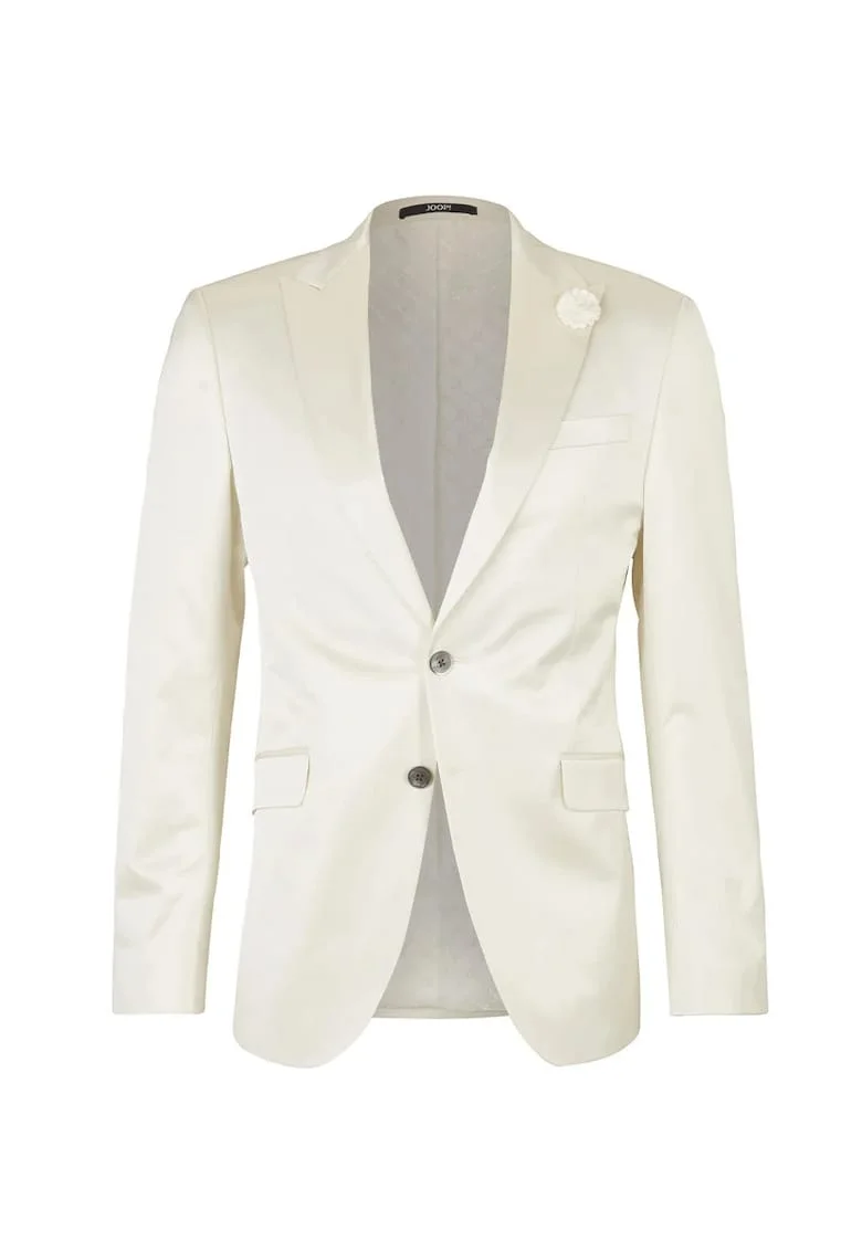Sacou regular fit cambrat cu inchidere la un singur rand de nasturi si pin cu detaliu floral