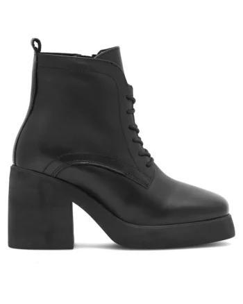 Botine dama  din piele naturala, Negru