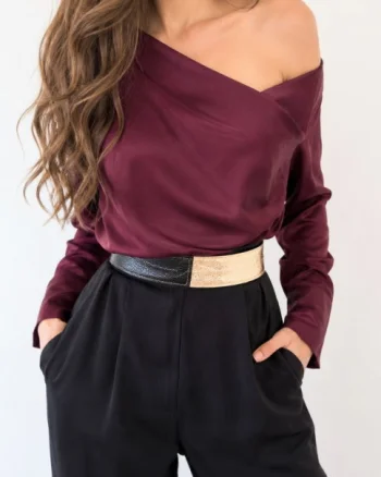 Centura handmade lucrata manual din piele naturala aurie si neagra de efect