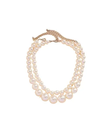 Set 2 coliere din perle, argintii, Nickeline C24