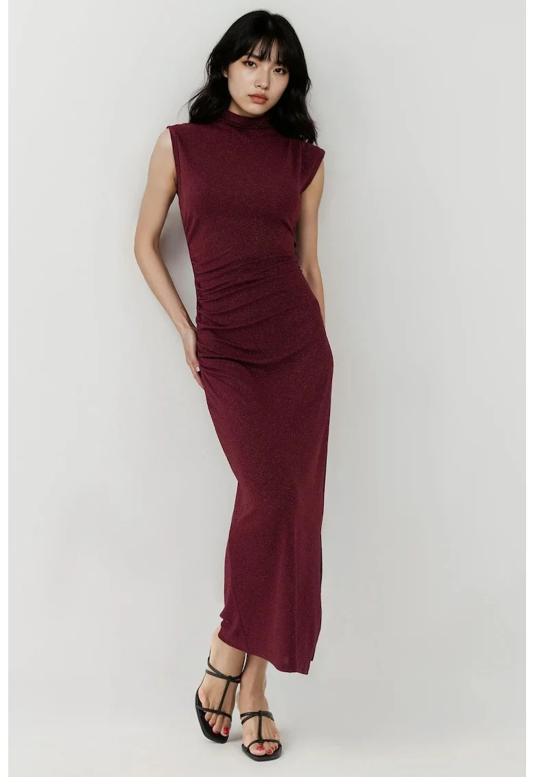 Rochie midi dama,  mulata, tricot, visiniu