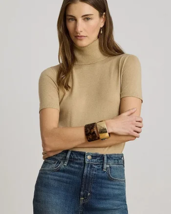 Lauren Ralph Lauren pulover cu guler înalt pentru femei cu amestec de mătase