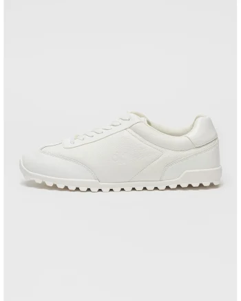 Pantofi sport de piele cu garnituri sintetice, Alb murdar