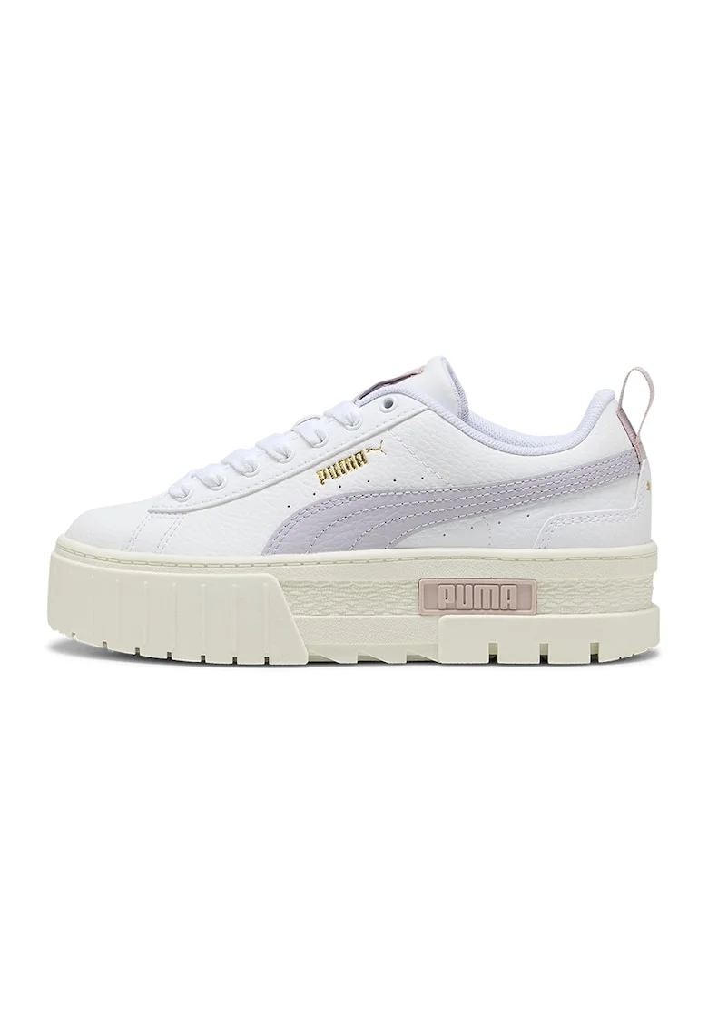 Pantofi sport Mayze de piele cu insertii sintetice, Alb/Lila