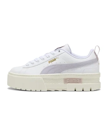 Pantofi sport Mayze de piele cu insertii sintetice, Alb/Lila