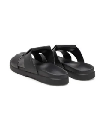 Papuci barbatesti,  piele naturala, negru, Negru