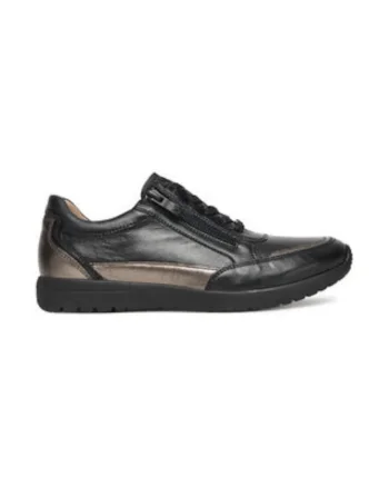 Tenisi dama,  piele naturala, negru, Negru/Maro