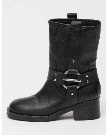 Ghete de piele cu toc masiv, Negru