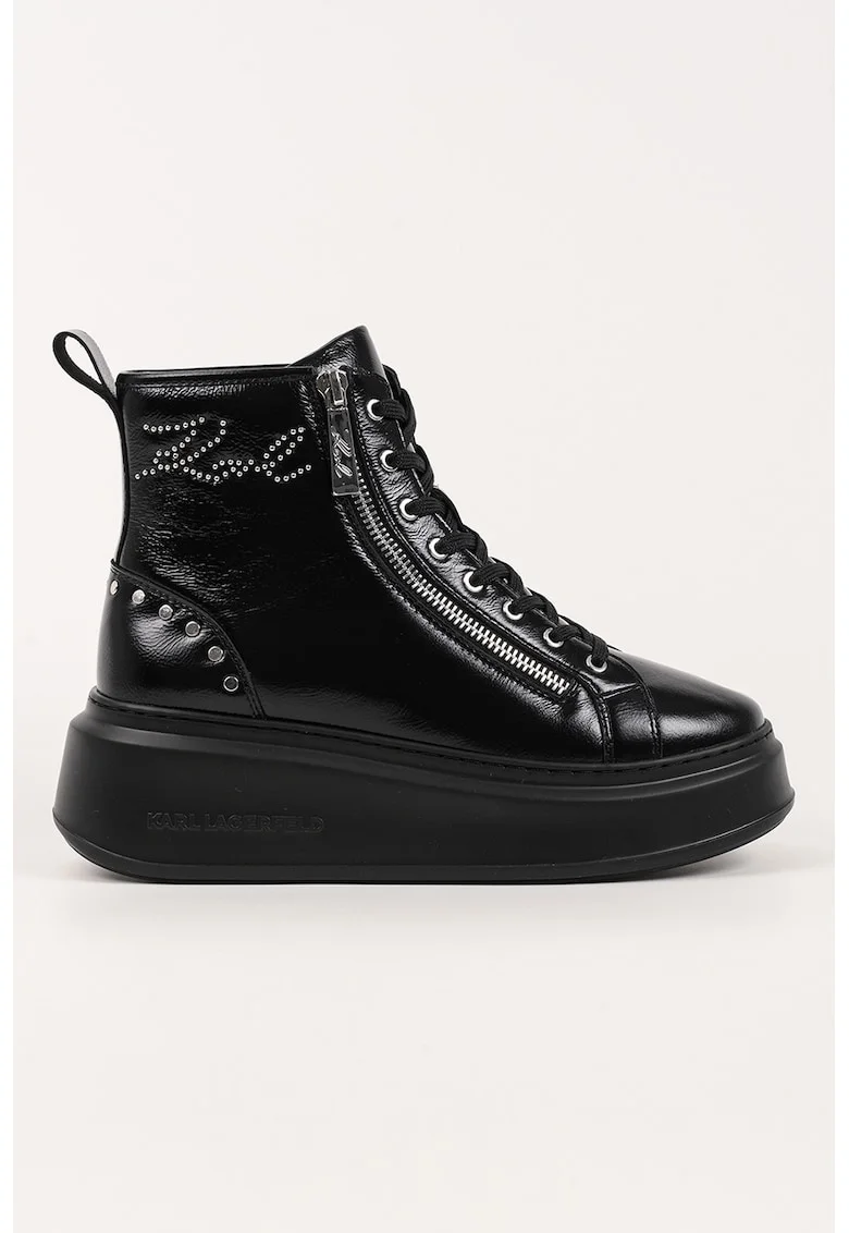 Ghete wedge din piele, Negru