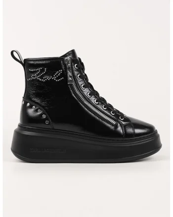 Ghete wedge din piele, Negru