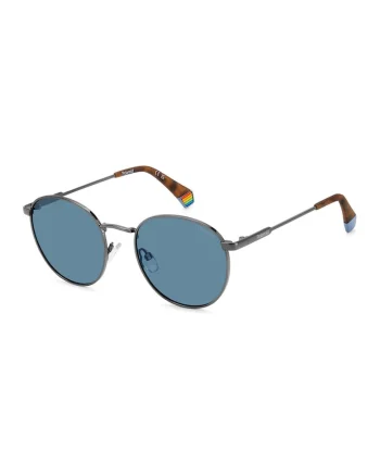 Ochelari de soare rotunzi unisex cu lentile polarizate, Albastru prafuit/Argintiu inchis