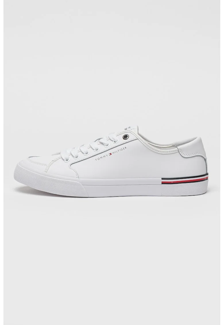 Pantofi sport din piele cu detaliu logo, Rosu/Negru/Alb optic