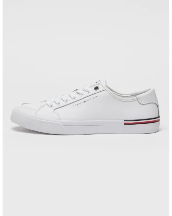 Pantofi sport din piele cu detaliu logo, Rosu/Negru/Alb optic
