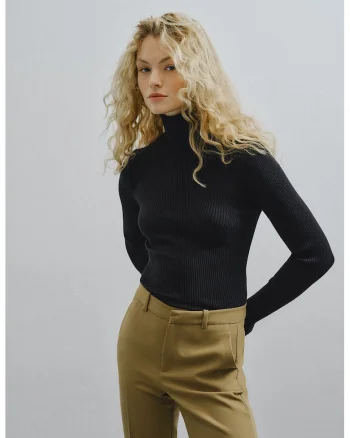 Pulover uni cu guler inalt, Negru