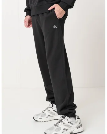 Pantaloni de trening relaxed fit cu terminatie elastica, Negru