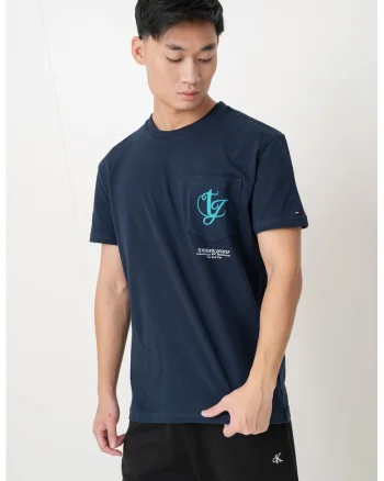 Tricou regular fit cu buzunar pe piept, Bleumarin