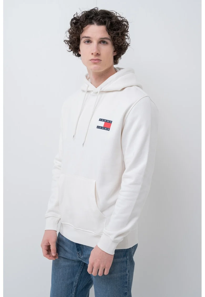 Hanorac regular-fit cu imprimeu logo, Alb