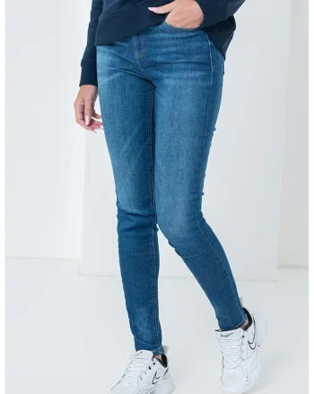 Blugi skinny cu talie medie, Albastru inchis