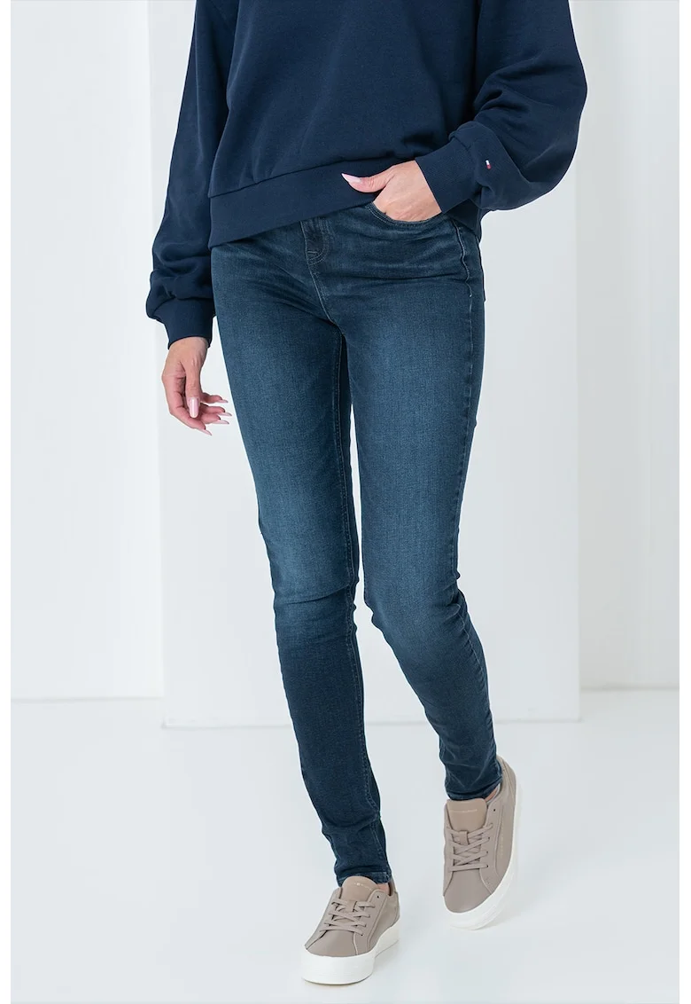 Blugi skinny cu talie inalta Nora, Bleumarin