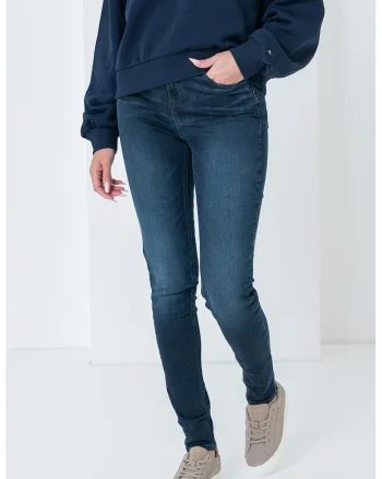 Blugi skinny cu talie inalta Nora, Bleumarin