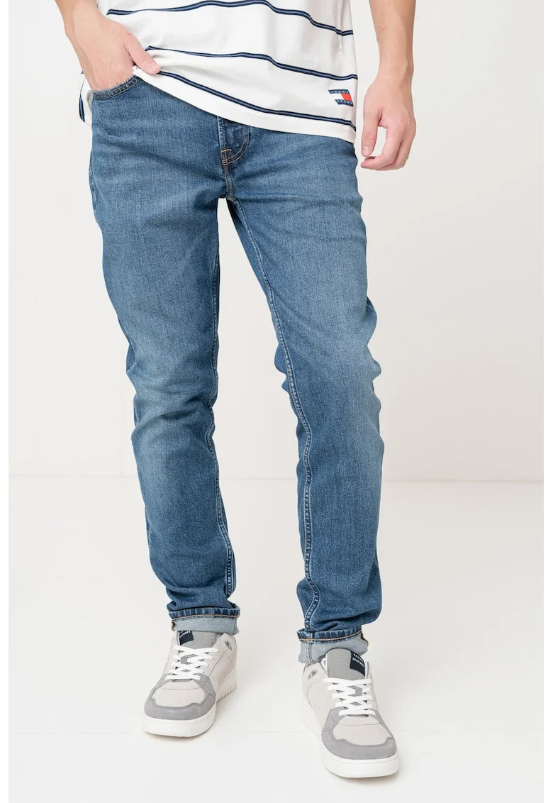 Blugi slim fit cu croiala dreapta, Albastru melange